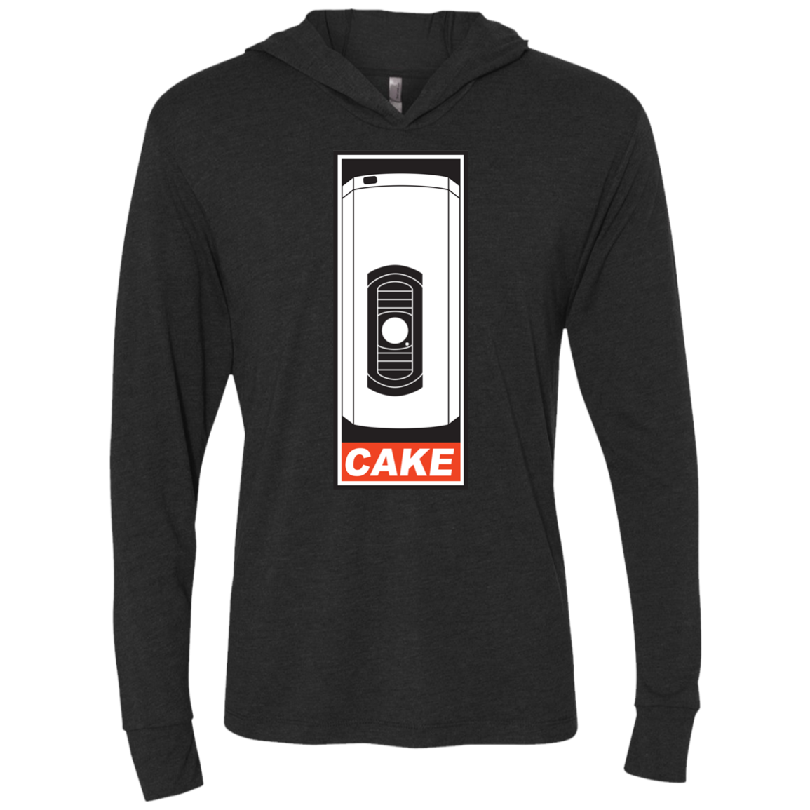 Cake is a Lie Triblend Long Sleeve Hoodie Tee