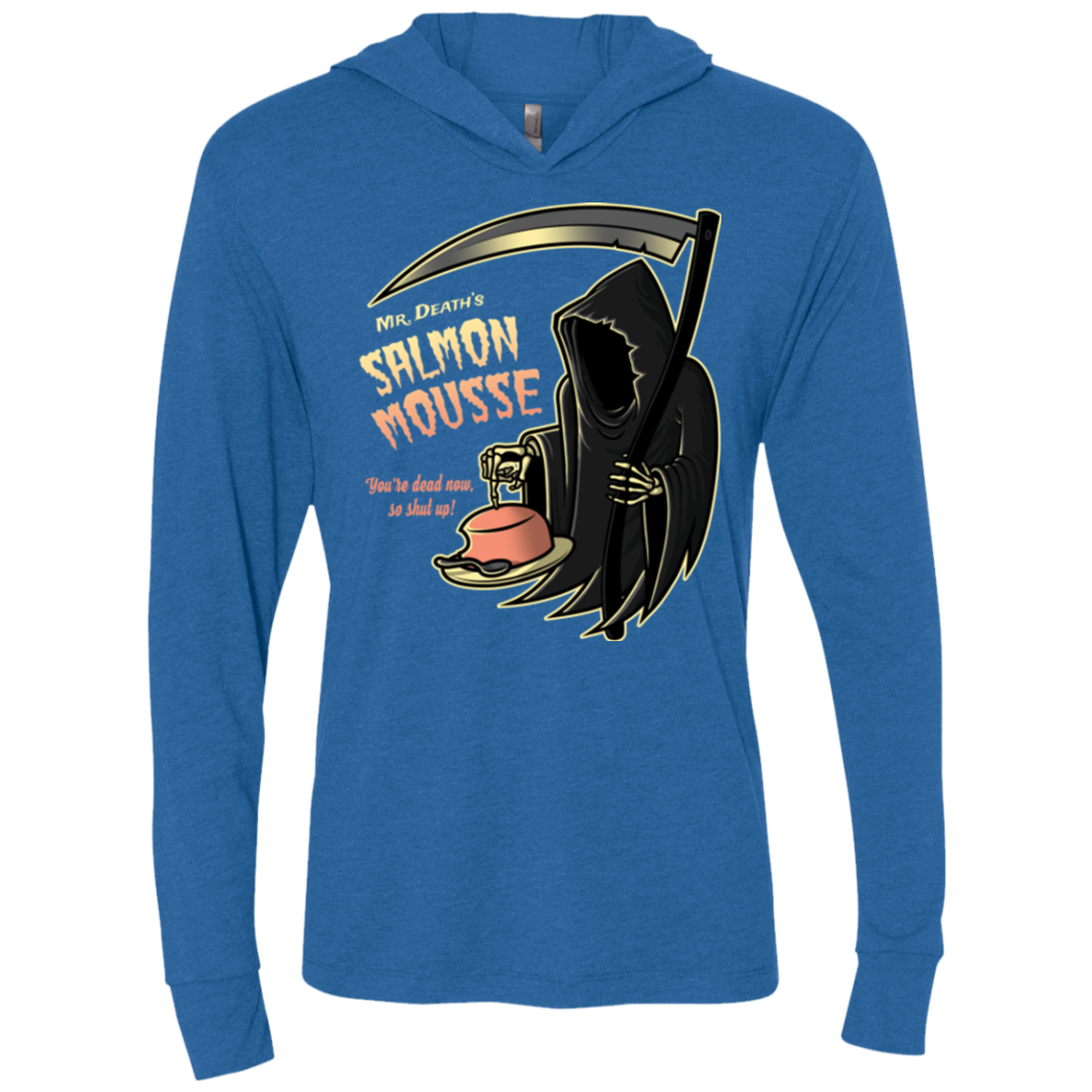The Salmon Mousse Triblend Long Sleeve Hoodie Tee