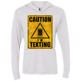 Caution I'm Texting Triblend Long Sleeve Hoodie Tee