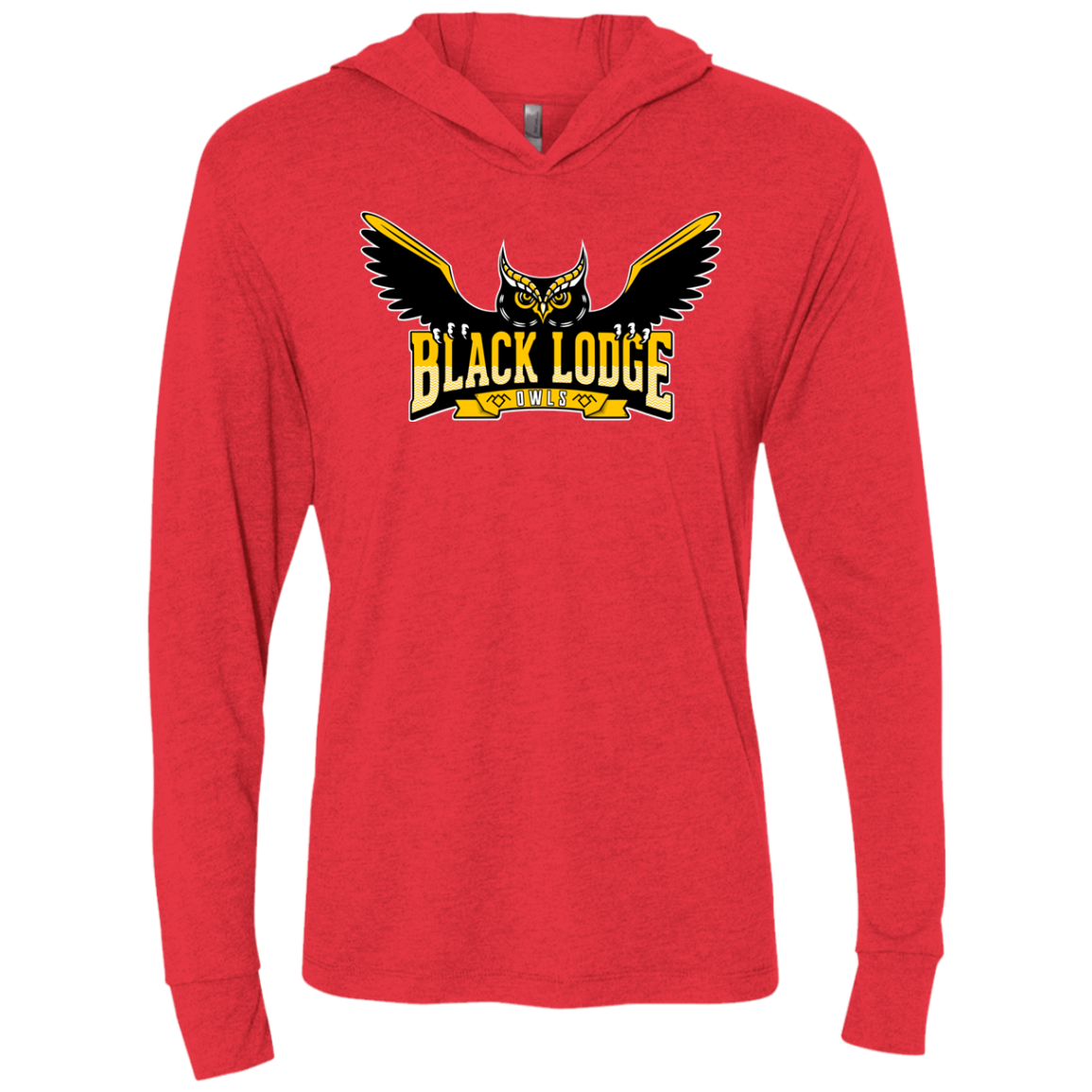 Black Lodge Owls Triblend Long Sleeve Hoodie Tee