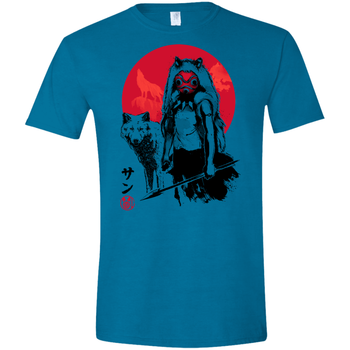 Wolf Girl sumi-e Men's Semi-Fitted Softstyle