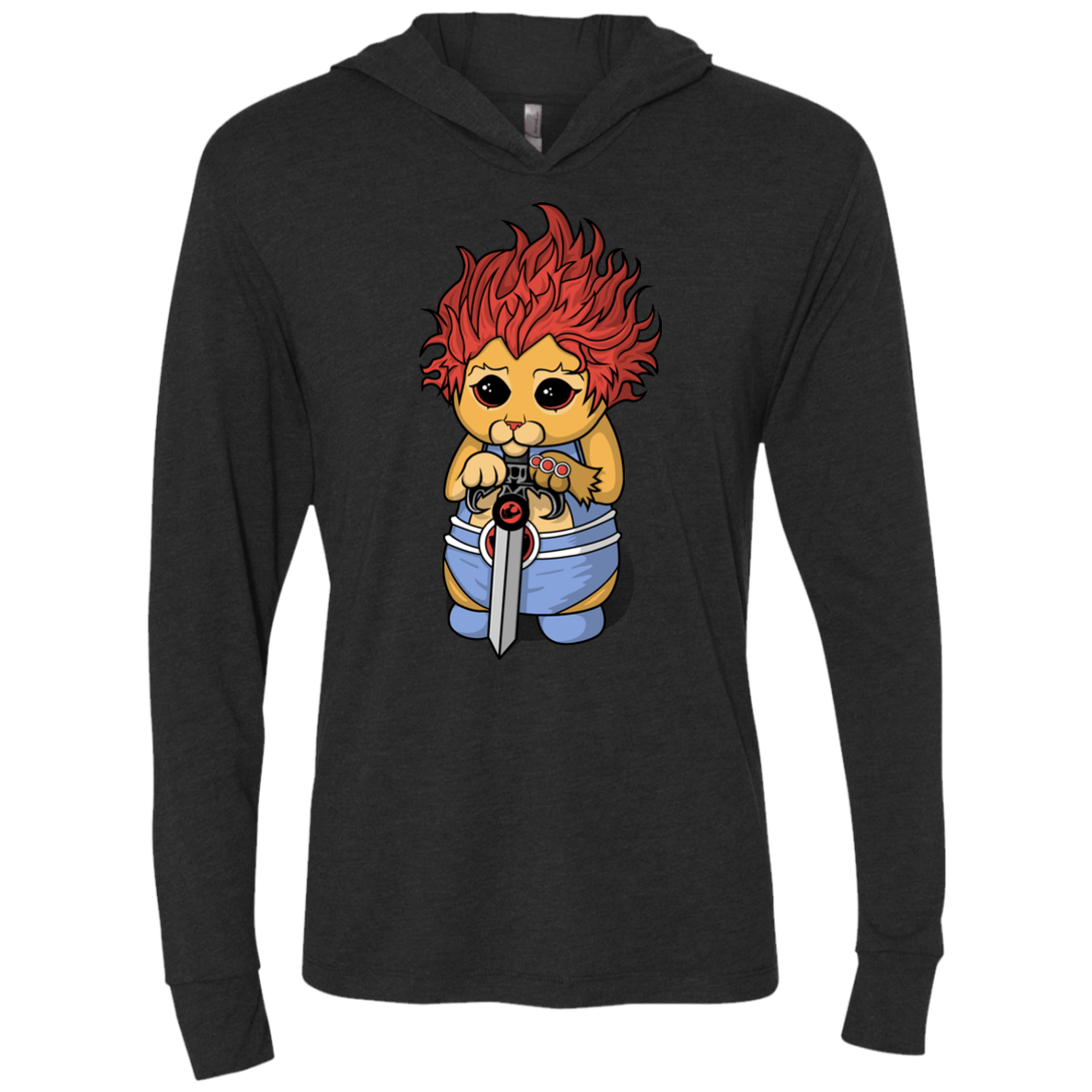 Thunder Kitty Triblend Long Sleeve Hoodie Tee
