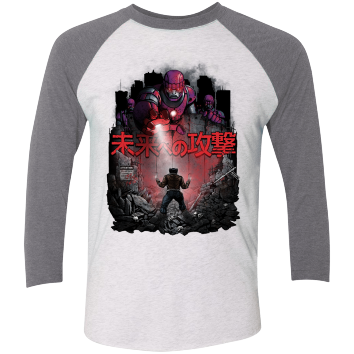 Attack On The Future Men's Triblend 3/4 Sleeve