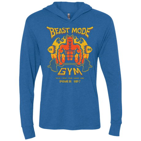 Beast Mode Gym Triblend Long Sleeve Hoodie Tee