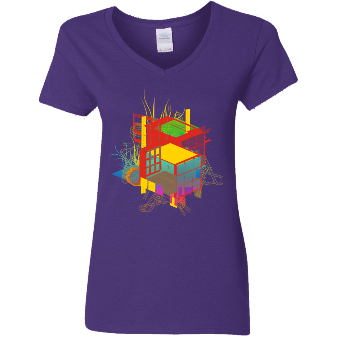 Rubik's Building Women's V-Neck T-Shirt