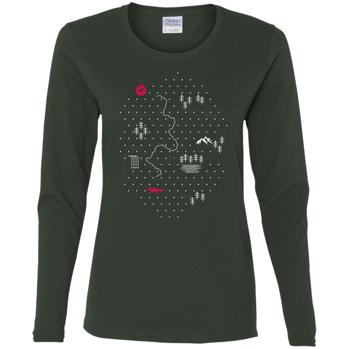 T-Shirts Forest / S Map of Nature Women's Long Sleeve T-Shirt