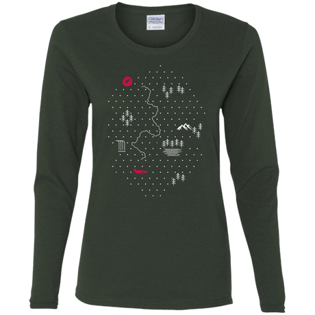 T-Shirts Forest / S Map of Nature Women's Long Sleeve T-Shirt