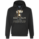 Keep Calm & Look Behind You A Three Headed Monkey Premium Fleece Hoodie