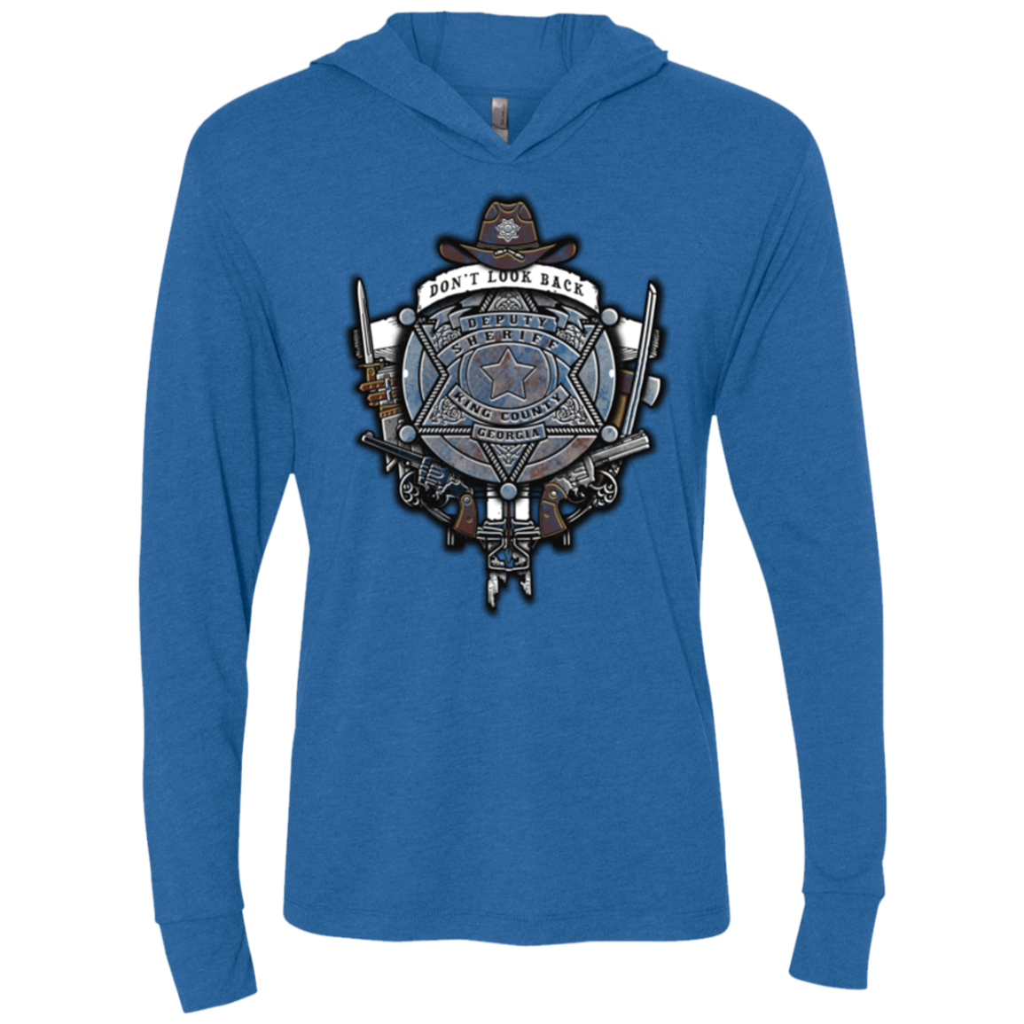 The Walking Crest Triblend Long Sleeve Hoodie Tee