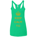 Keep Calm Yo Women's Triblend Racerback Tank