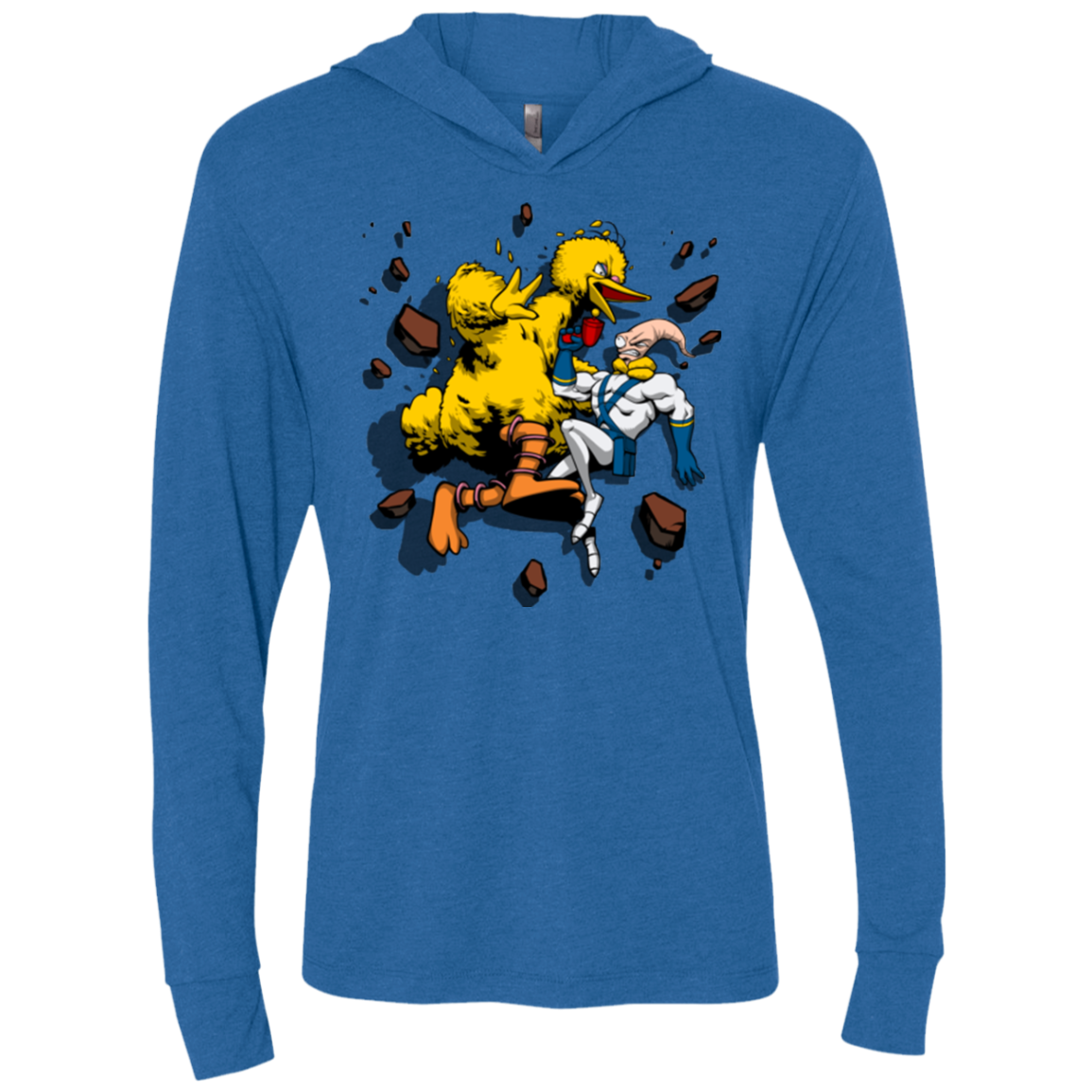 Big Bird and Worm Triblend Long Sleeve Hoodie Tee