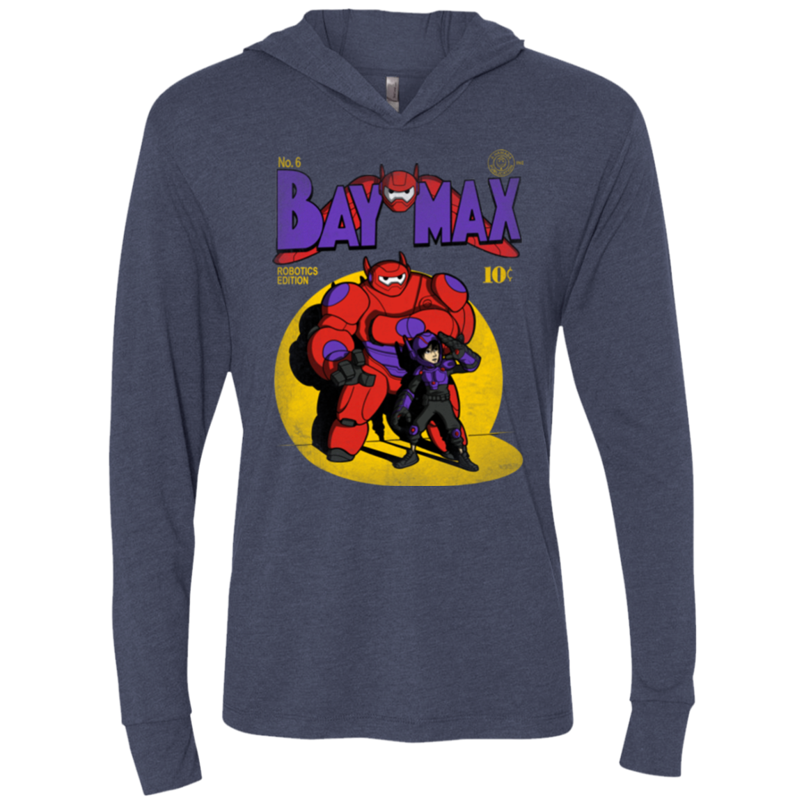 Baymax Number 9 Triblend Long Sleeve Hoodie Tee