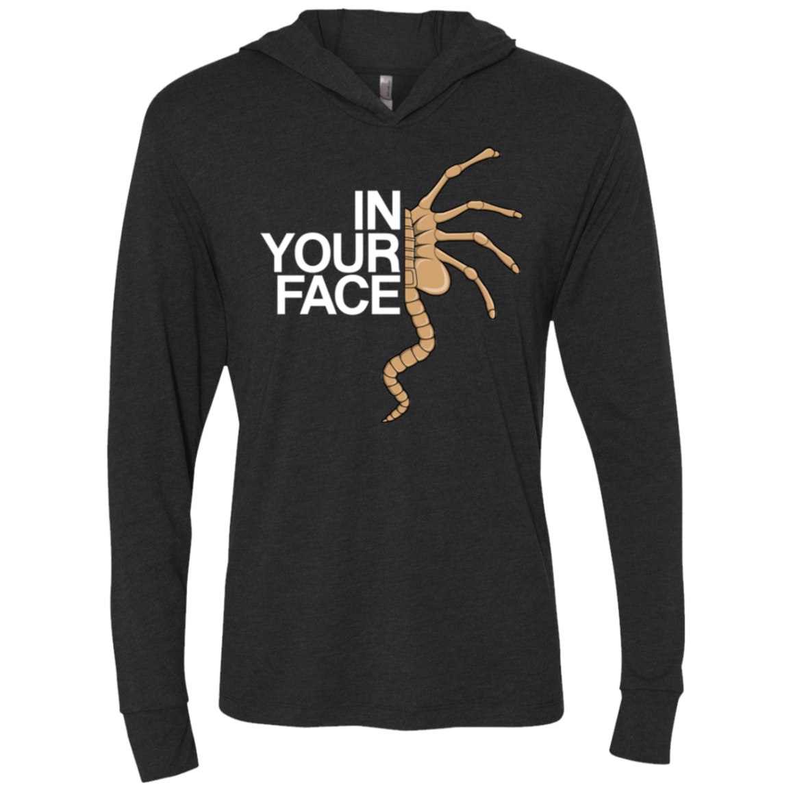 IN YOUR FACE Triblend Long Sleeve Hoodie Tee