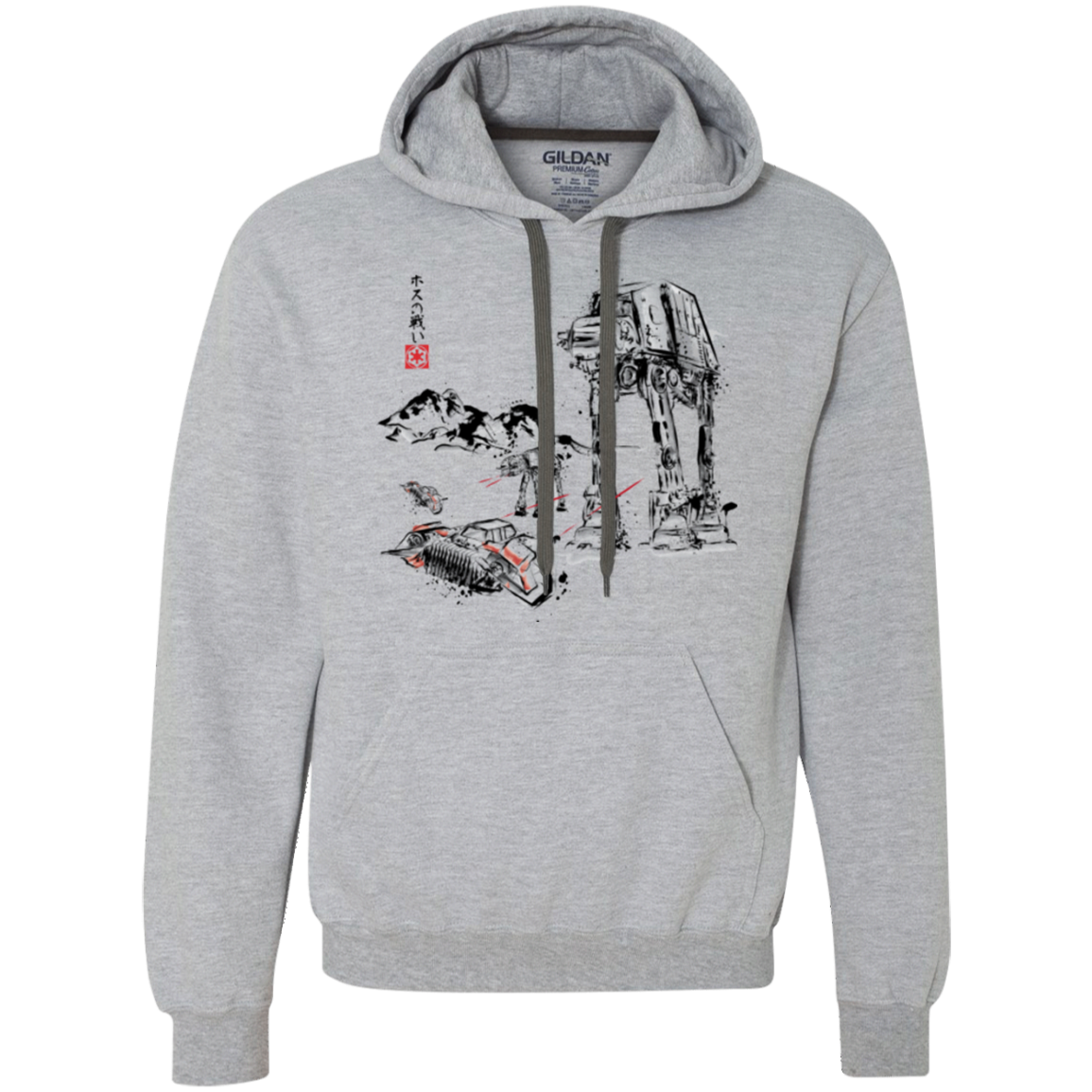 Battle in the Snow Sumi e Premium Fleece Hoodie