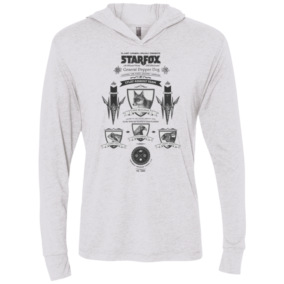 Star Fox Vintage Triblend Long Sleeve Hoodie Tee
