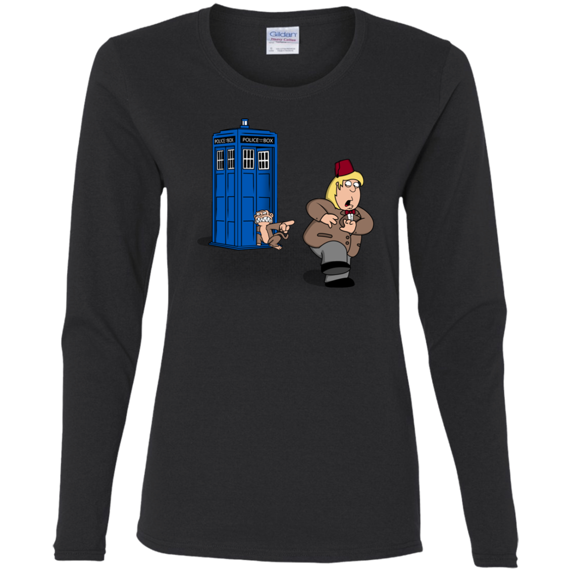 The Tardis Monkey Women's Long Sleeve T-Shirt