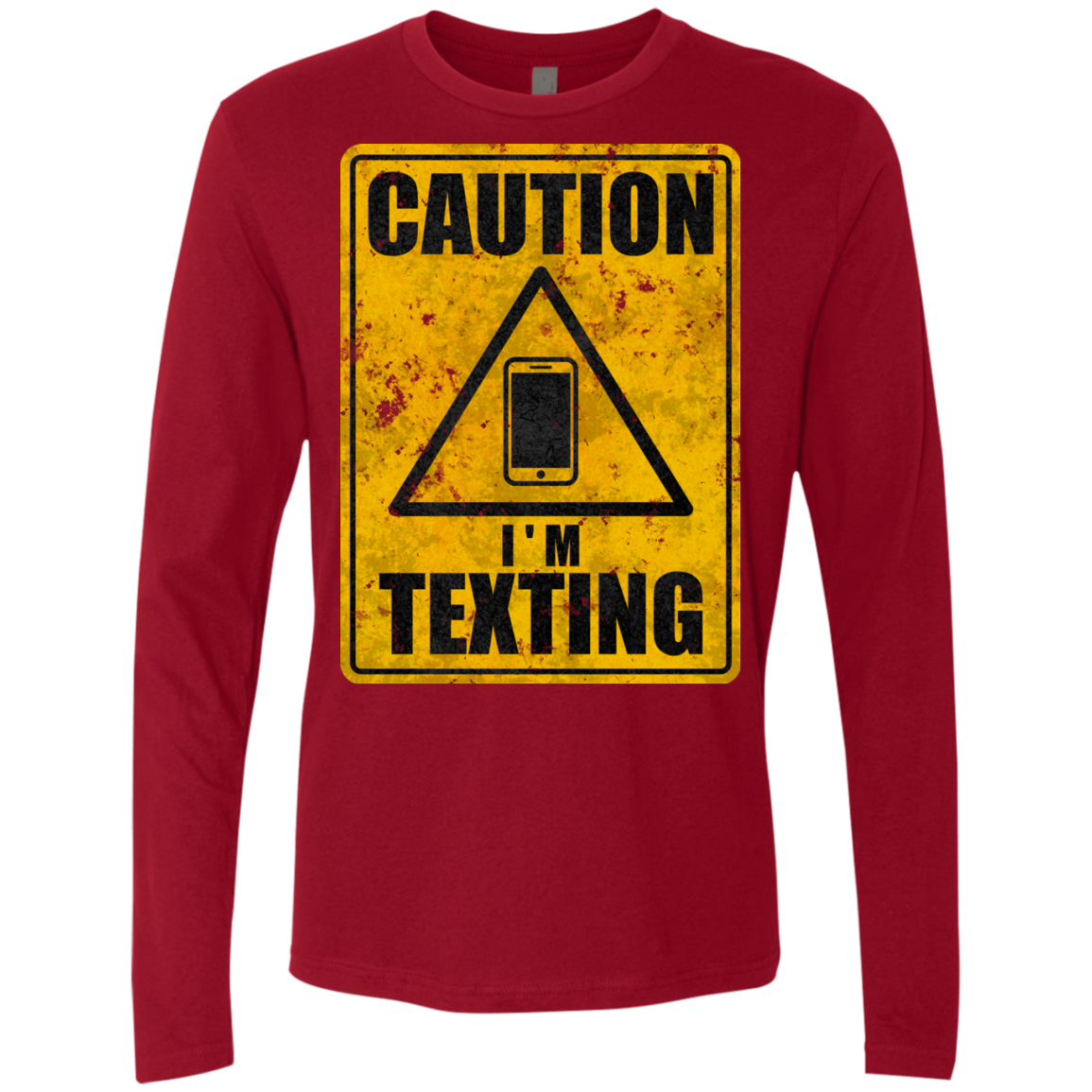 Caution I'm Texting Men's Premium Long Sleeve