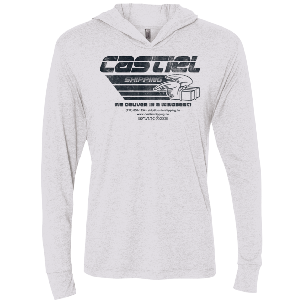Castiel Shipping Triblend Long Sleeve Hoodie Tee