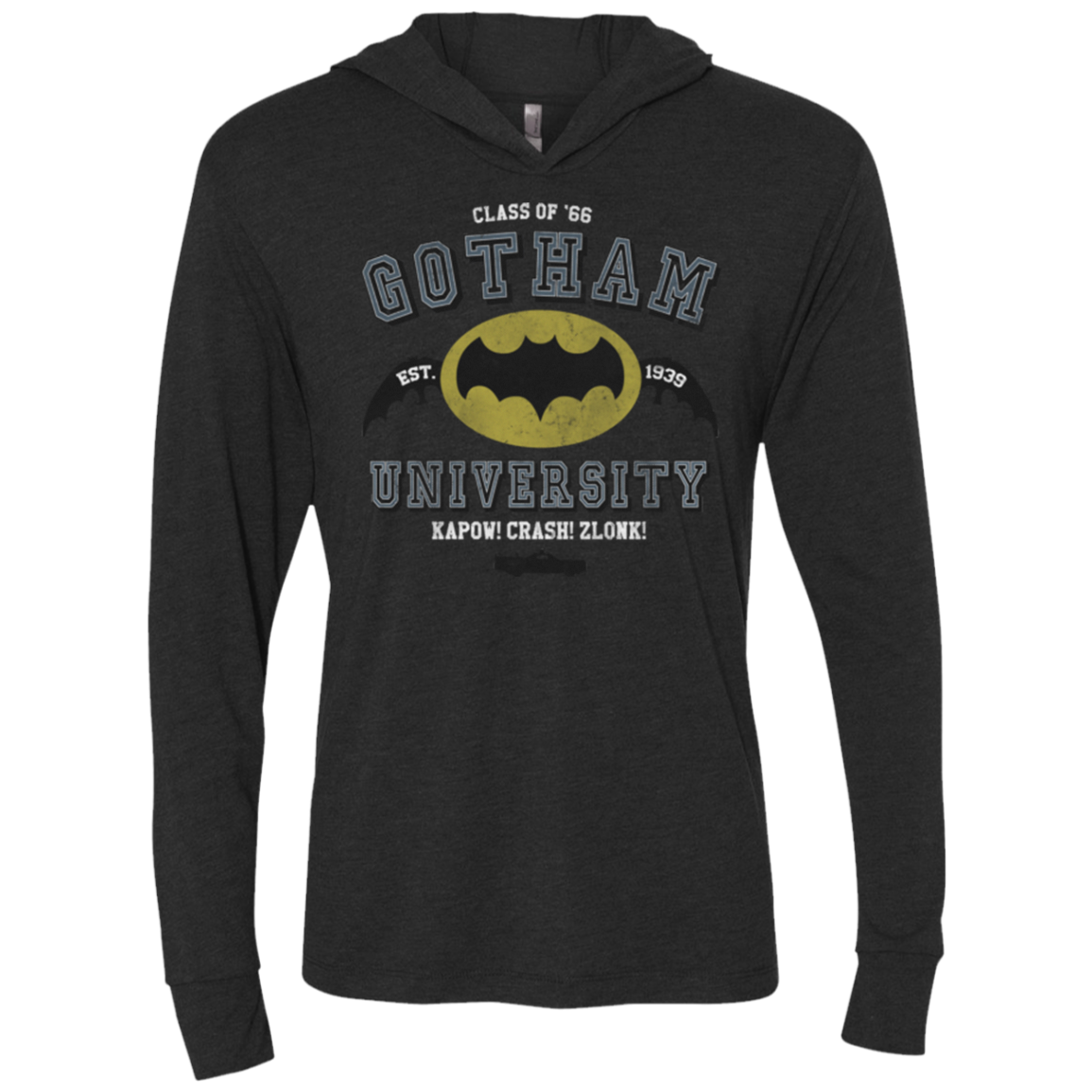 Gotham University Triblend Long Sleeve Hoodie Tee