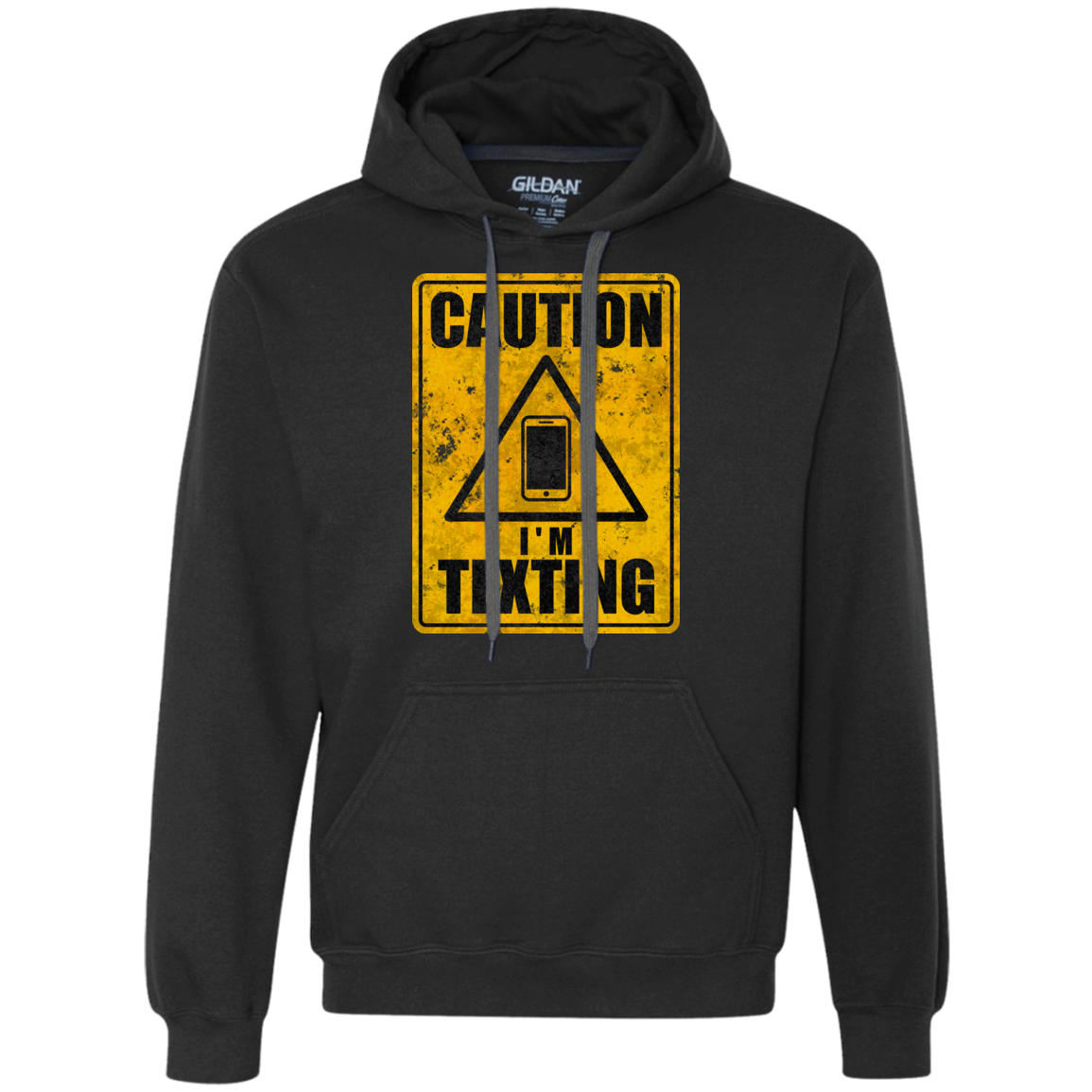 Caution I'm Texting Premium Fleece Hoodie