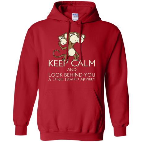 Keep Calm & Look Behind You A Three Headed Monkey Pullover Hoodie