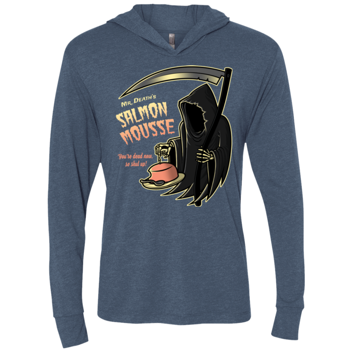 The Salmon Mousse Triblend Long Sleeve Hoodie Tee