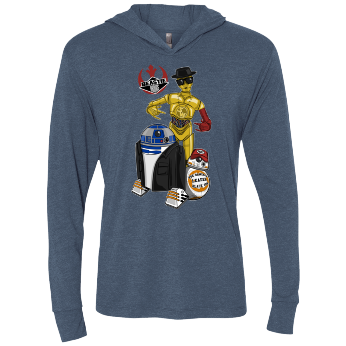 The Beastie Droids Triblend Long Sleeve Hoodie Tee