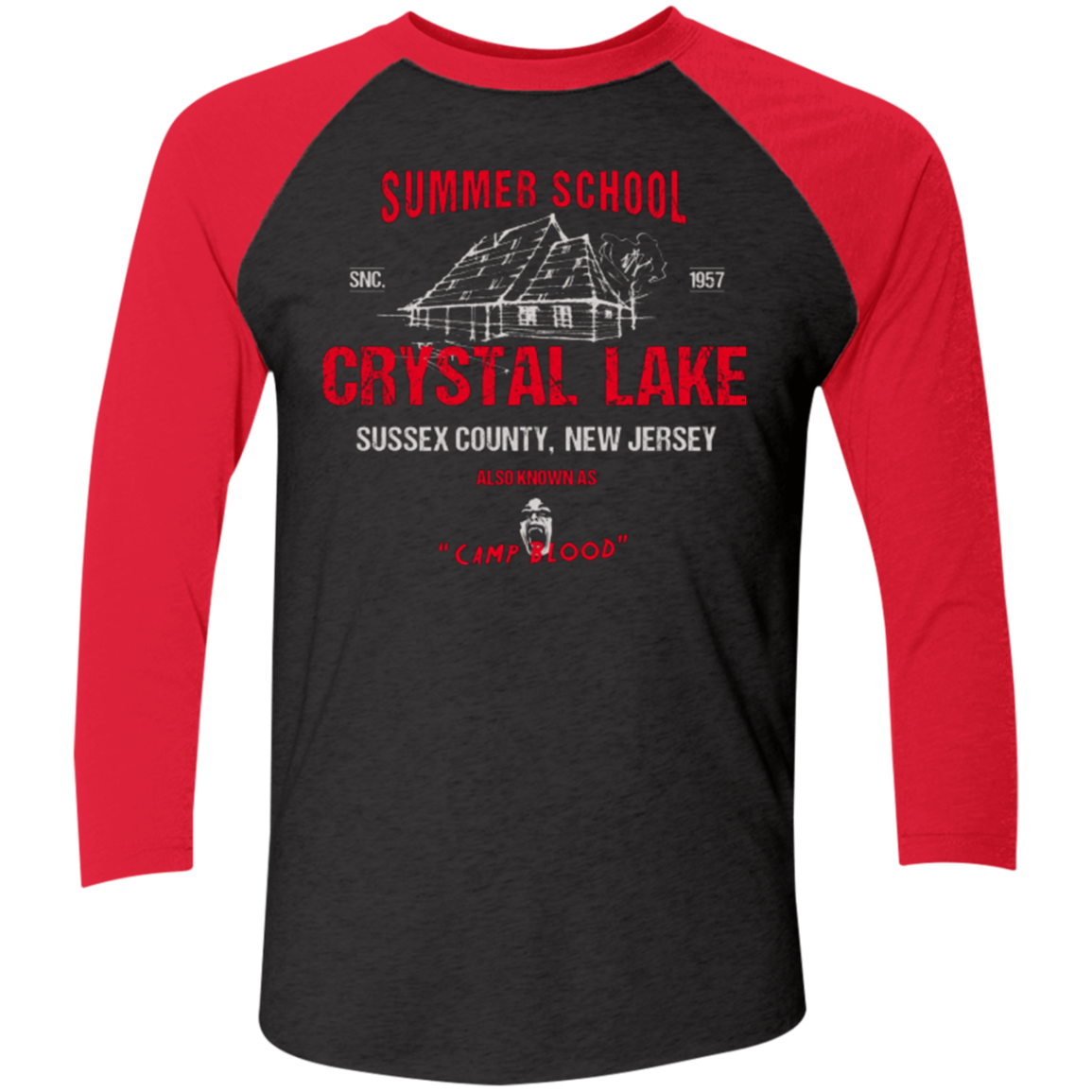 Crystal Lake summer school Men's Triblend 3/4 Sleeve