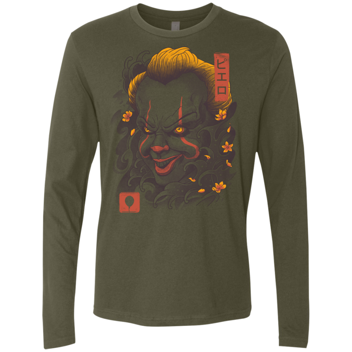 Oni Clown Mask Men's Premium Long Sleeve