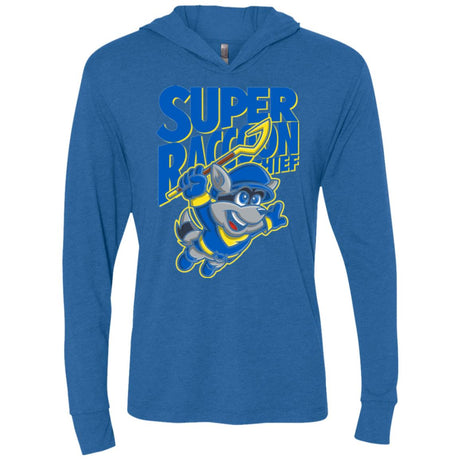 Super Racoon Thief Triblend Long Sleeve Hoodie Tee