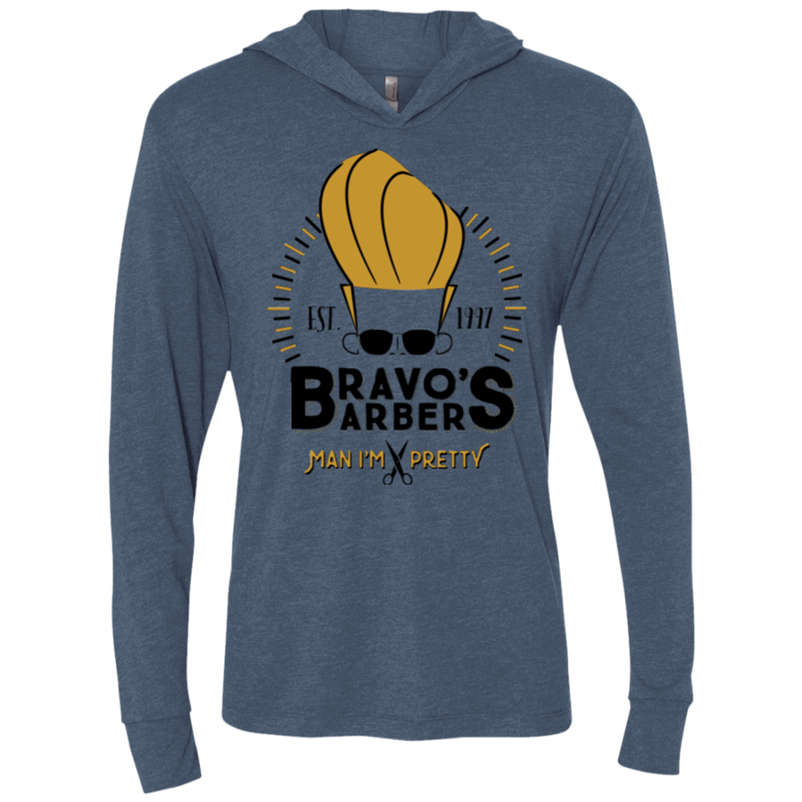 Bravos Barbers Triblend Long Sleeve Hoodie Tee