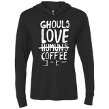 Ghouls Love Coffee Triblend Long Sleeve Hoodie Tee