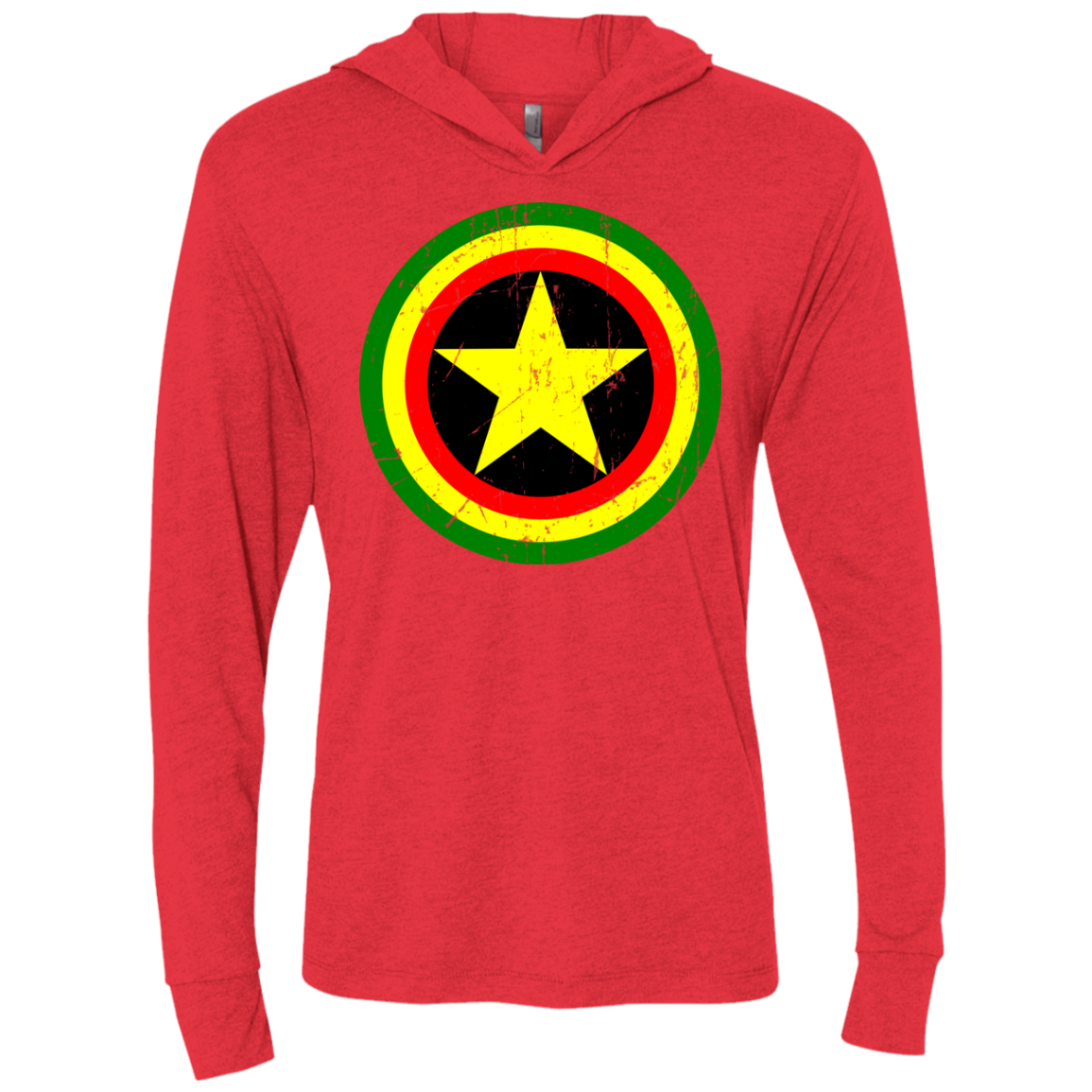 Captain Rasta Triblend Long Sleeve Hoodie Tee