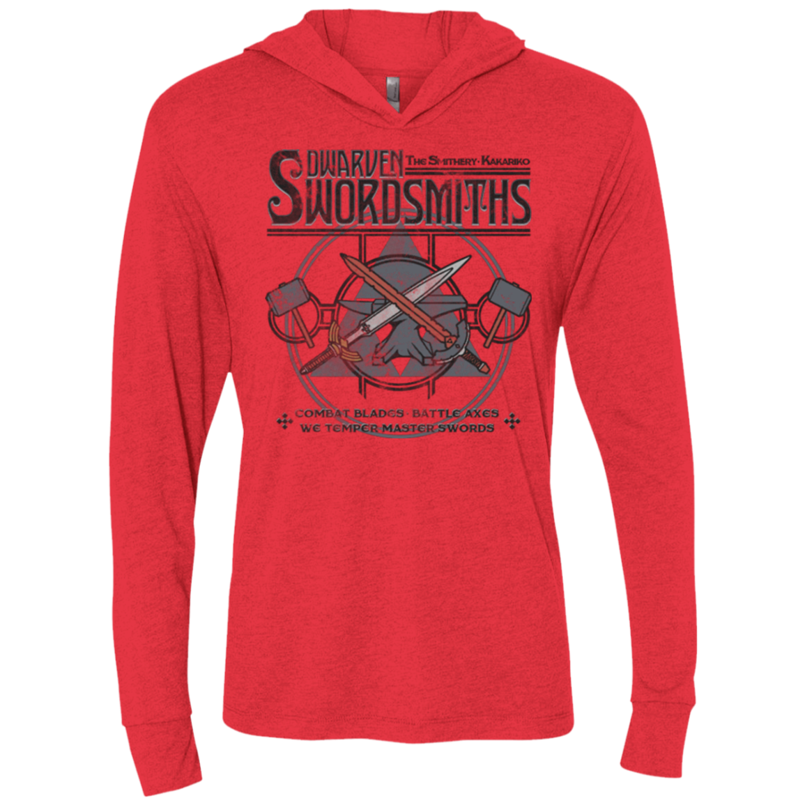 Dwarven Swordsmiths Triblend Long Sleeve Hoodie Tee