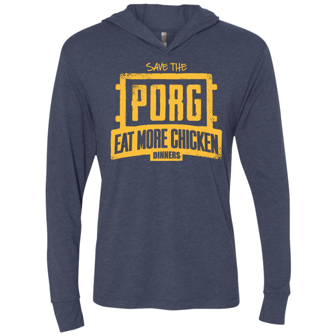 Eat More Chicken Triblend Long Sleeve Hoodie Tee