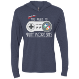 Evolve Today! Play More SNES Triblend Long Sleeve Hoodie Tee