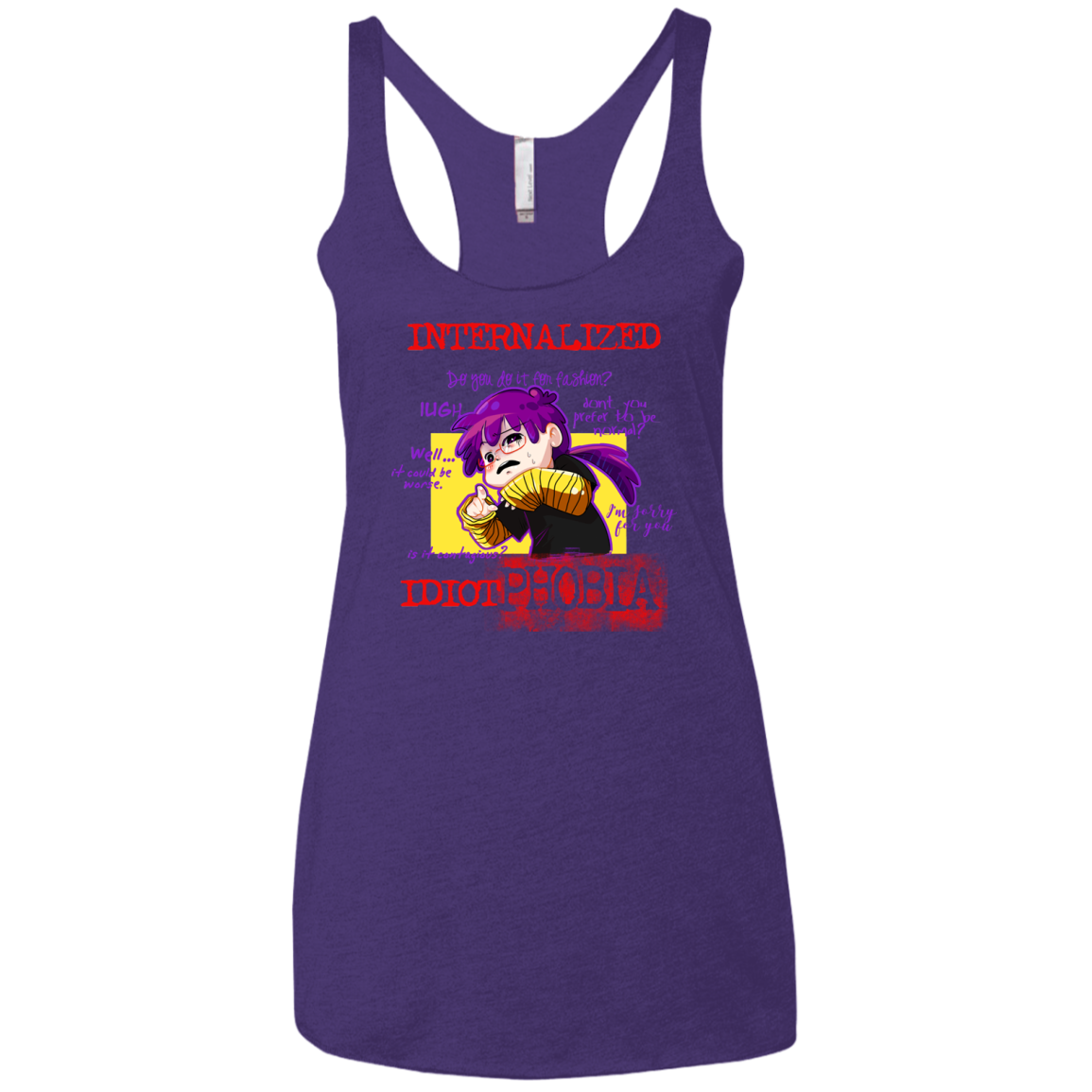 Idiot phobia Women's Triblend Racerback Tank