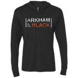 Arkham Black Triblend Long Sleeve Hoodie Tee