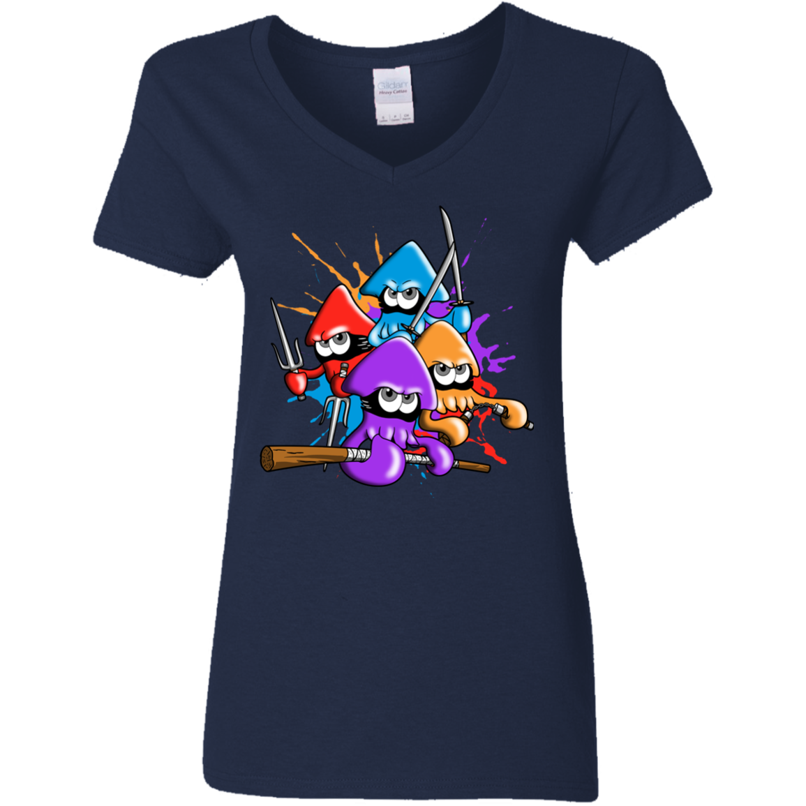 Teenage Mutant Ninja Squids Women's V-Neck T-Shirt