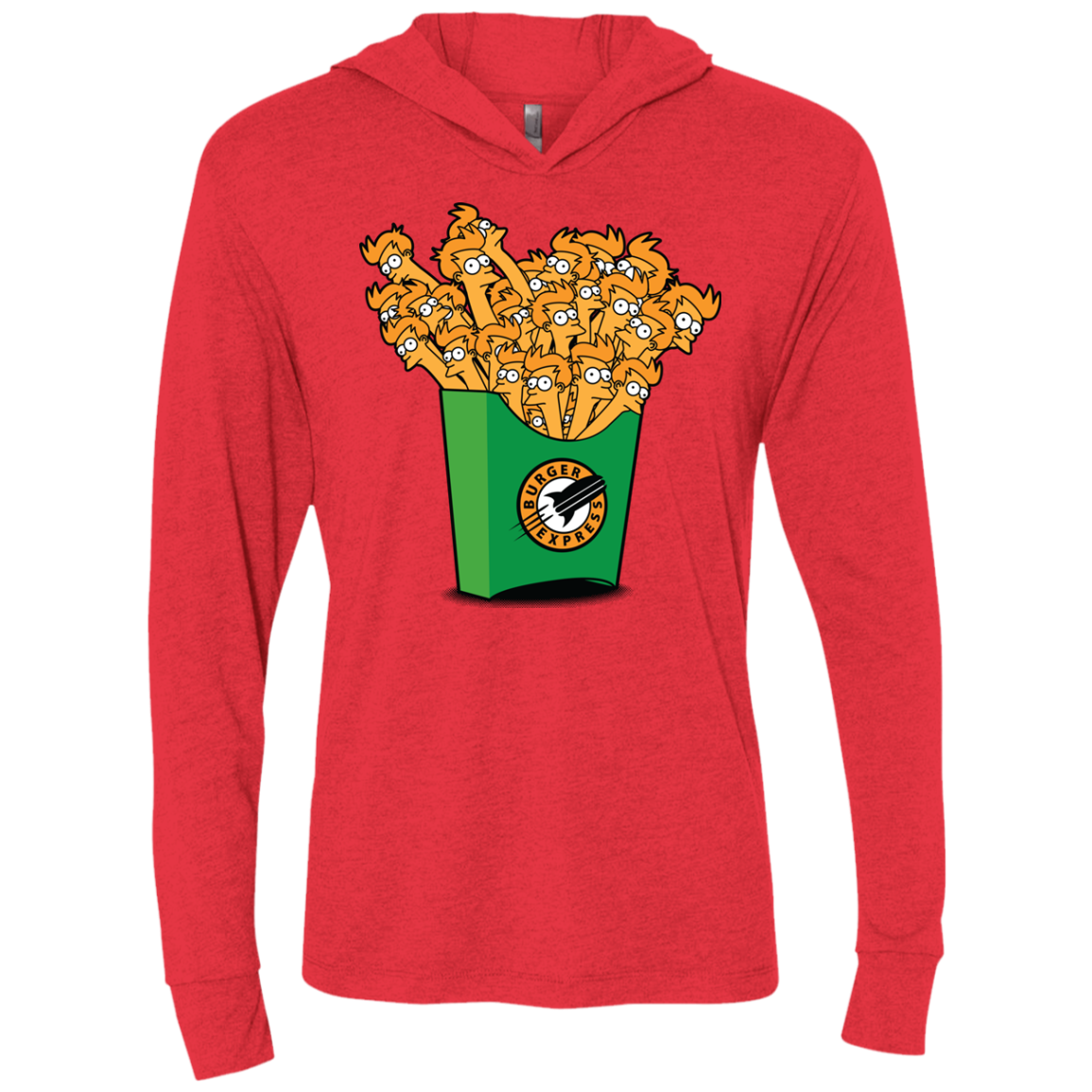 Box of Fries Triblend Long Sleeve Hoodie Tee