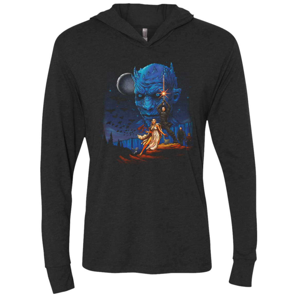 THRONE WARS Triblend Long Sleeve Hoodie Tee