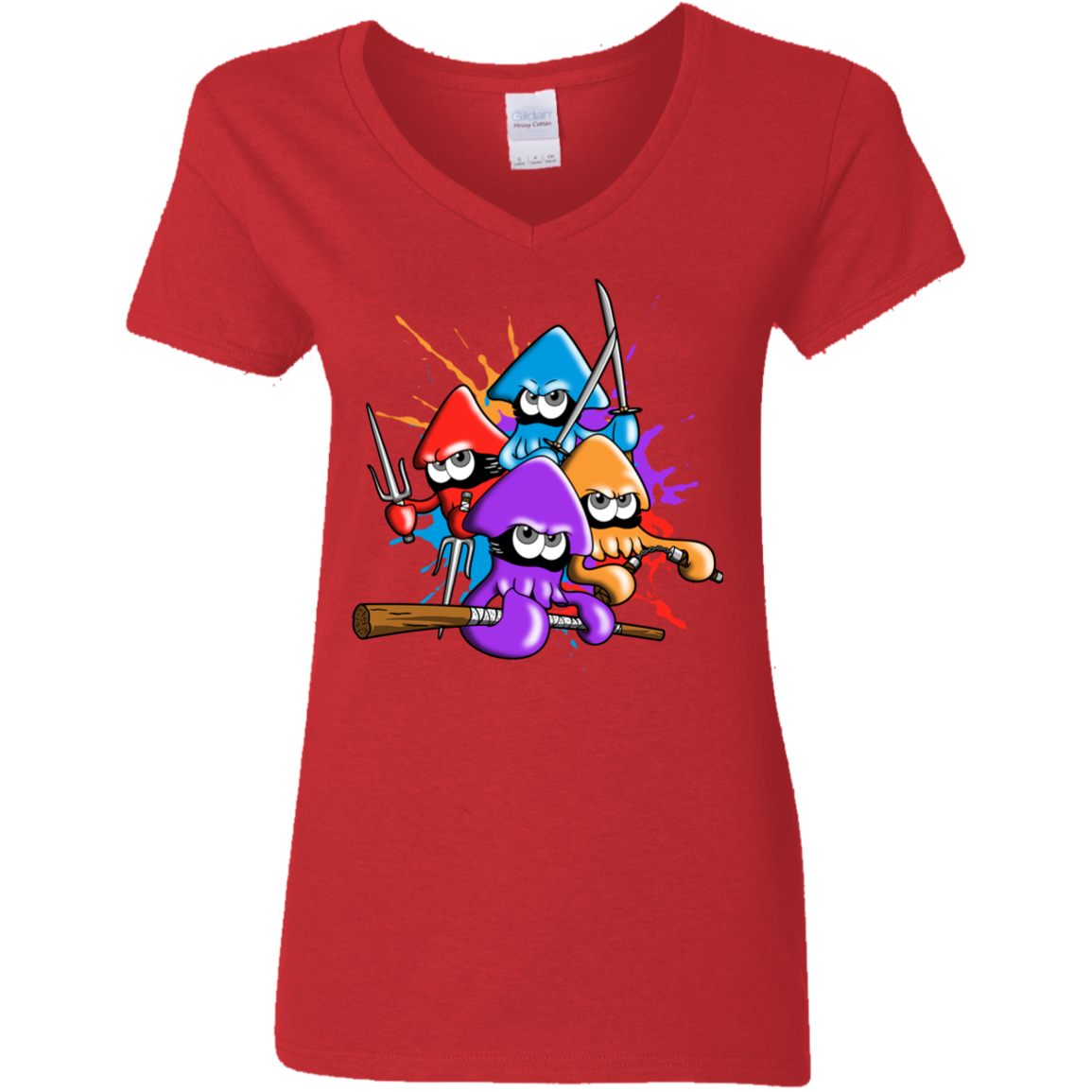 Teenage Mutant Ninja Squids Women's V-Neck T-Shirt