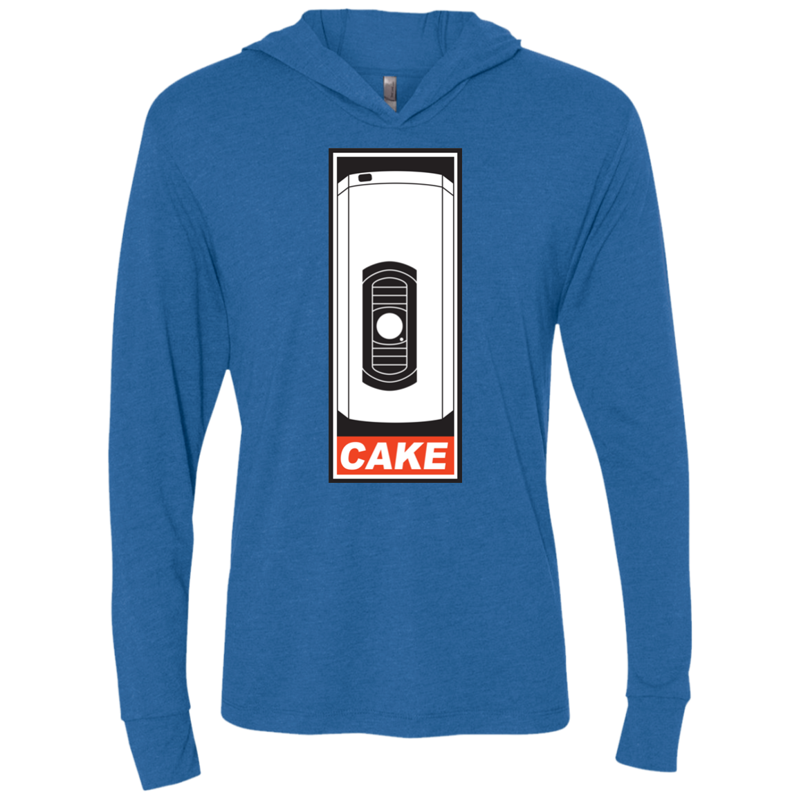 Cake is a Lie Triblend Long Sleeve Hoodie Tee