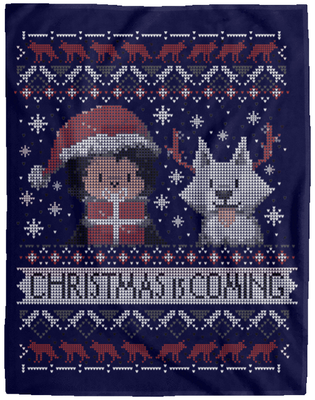 Blankets Navy / One Size Christmas is Coming 60x80 MicroFleece Blanket