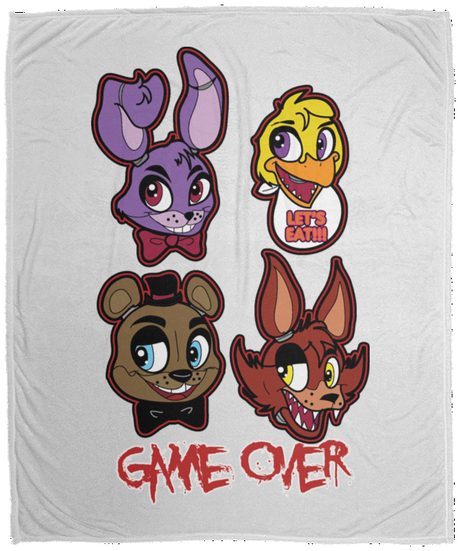 Blankets White / One Size Five Nights at Freddys Game Over 50x60 MicroFleece Blanket