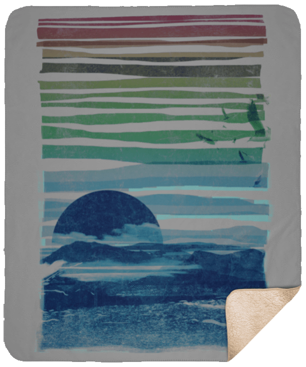 Blankets Gray / One Size Sea Landscape 50x60 Sherpa Blanket