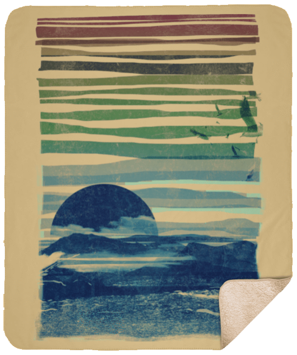 Blankets Tan / One Size Sea Landscape 50x60 Sherpa Blanket