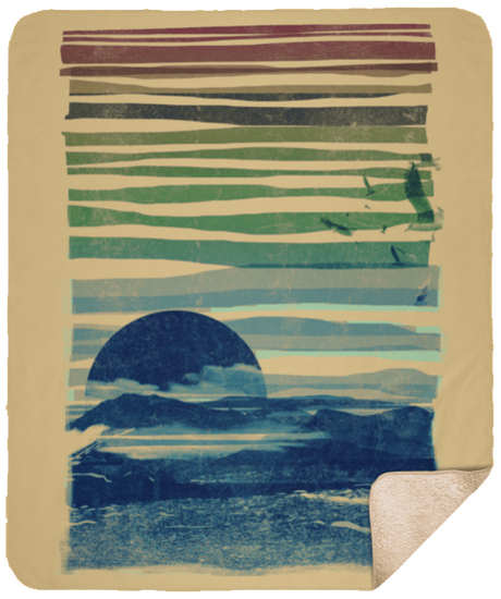 Blankets Tan / One Size Sea Landscape 50x60 Sherpa Blanket