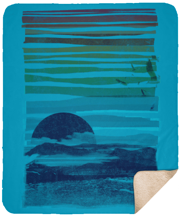 Blankets Turquoise / One Size Sea Landscape 50x60 Sherpa Blanket