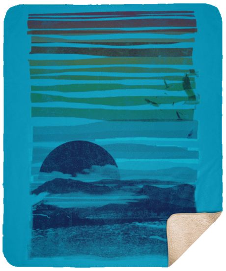 Blankets Turquoise / One Size Sea Landscape 50x60 Sherpa Blanket